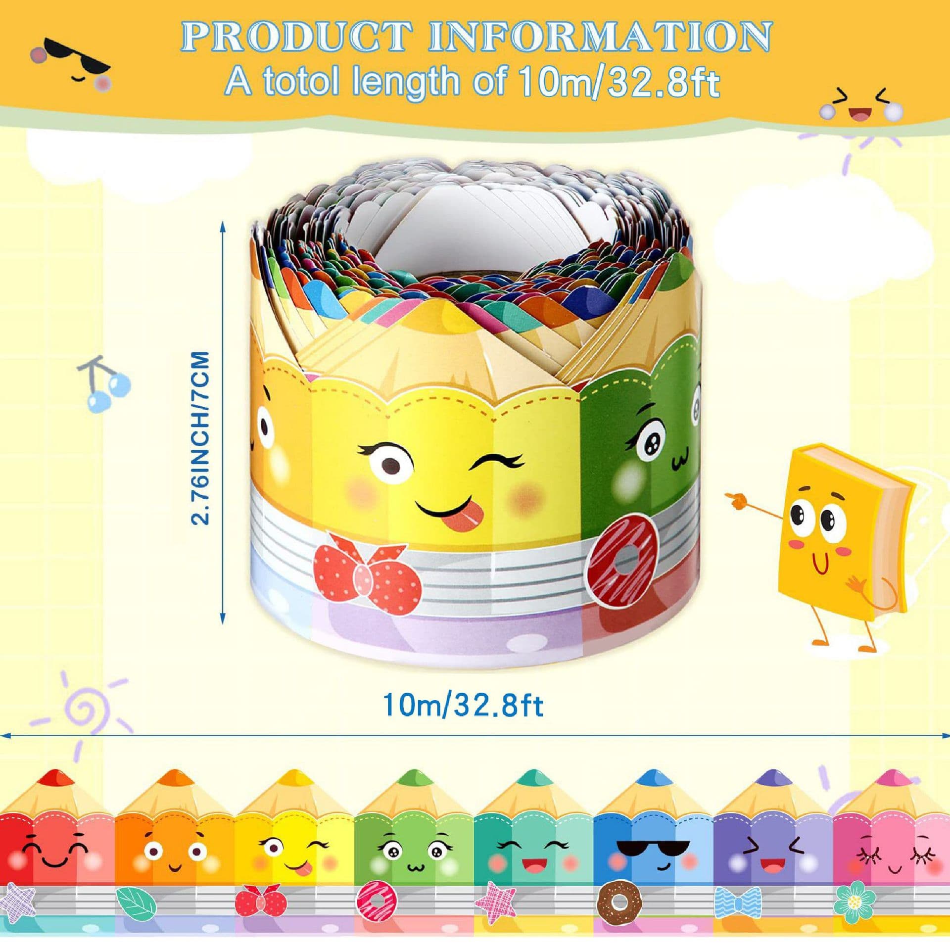 10 meters, cross-border bulletin board border pencil border blackboard decorative paper handmade decorative strips