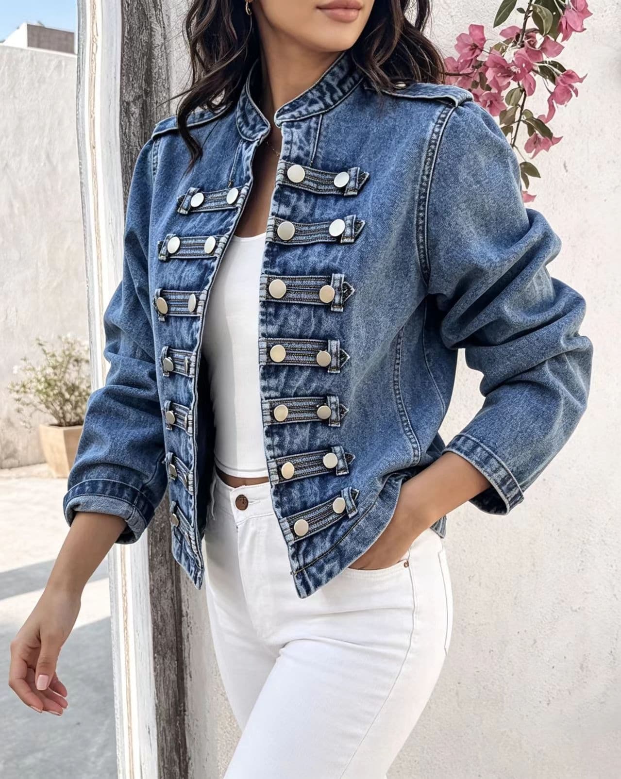 Cross-border Amazon US/EU Denim Jacket Vest New Style Fashion Versatile Independent Site Long Sleeve Women's Clothing