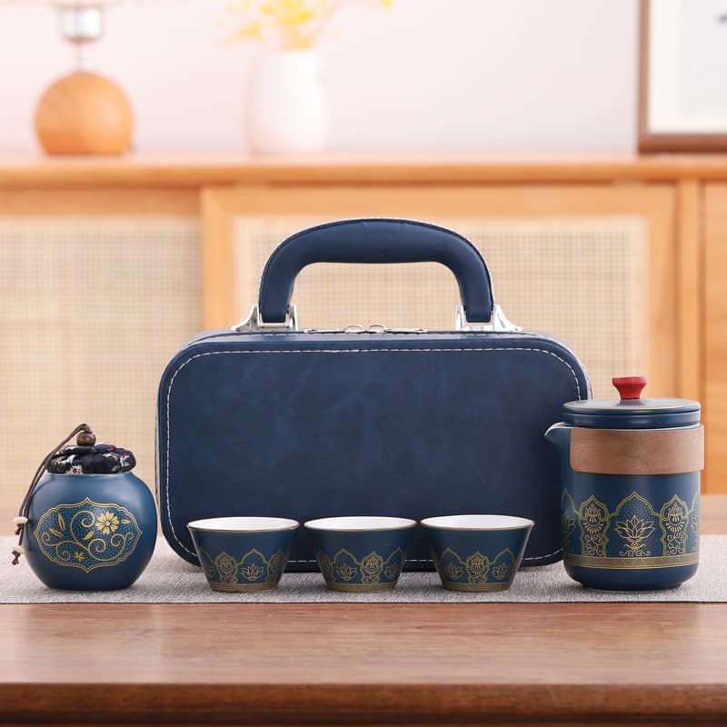 Outdoor portable travel tea set, camping quick cup set, small Kung Fu tea set, business souvenir with logo.