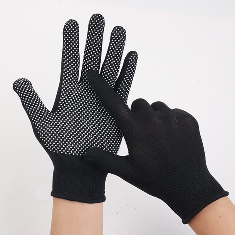 Wholesale nylon anti-slip dotted gloves for men and women, lightweight for driving in spring/autumn, protective, breathable, wear-resistant work gloves