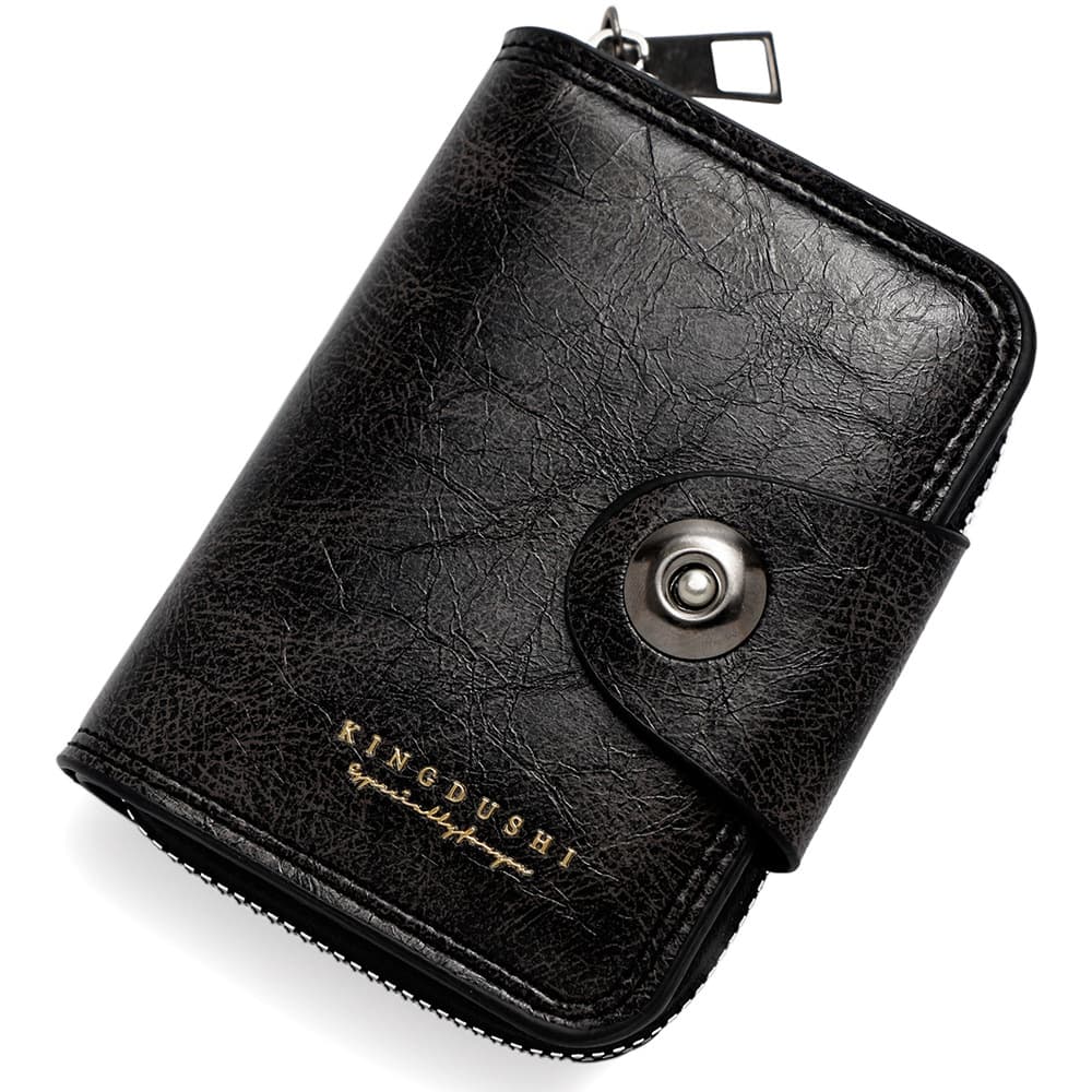 Business Men's Accordion Card Holder Wallet, Fashionable Minimalist Coin and Business Card Case, Vintage Dual Magnetic Buckle Card Holder ID Wallet