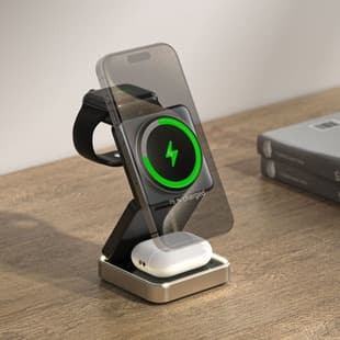 New Cross-Border Magnetic Wireless Charger 3-in-1 Fast Charging Compatible with iPhone 15 Apple Phone Earbuds Watch