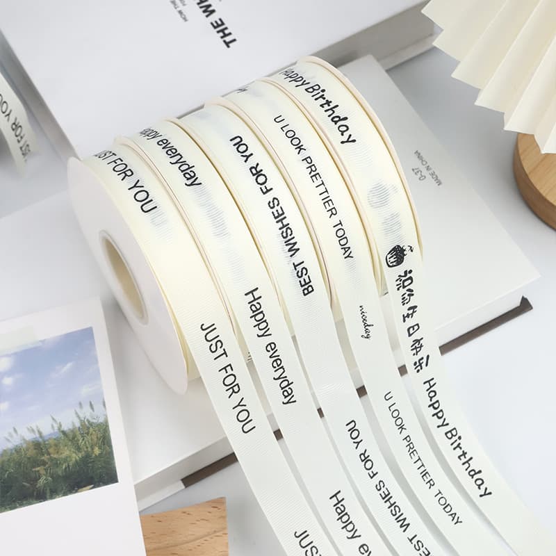 Ins Style Thread Rice White Birthday Cake Ribbon Gift Packaging Ribbon English Flower Bouquet Decoration Ribbon Silk Ribbon