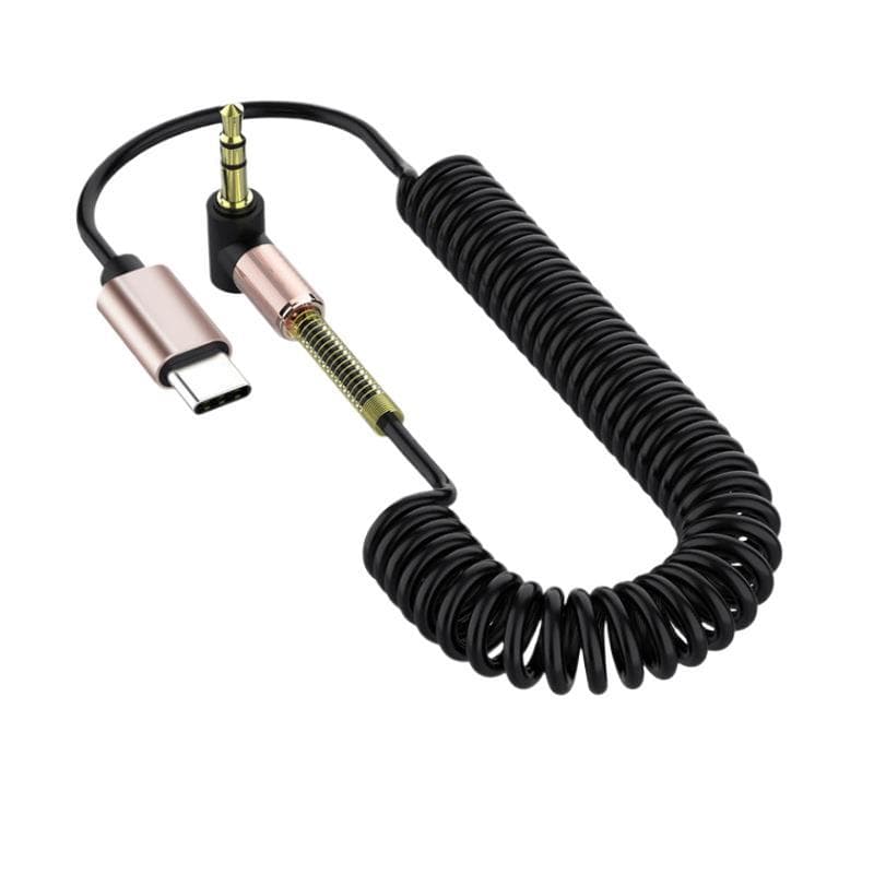 Elbow spring telescopic type-c digital audio cable type-c to 3.5mm male AUX cable car cable
