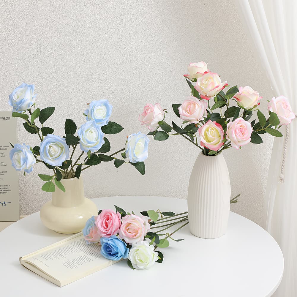 Single Rose Artificial Flower, Fake Flower, Home Living Room Ornament, Wedding Decoration, Rose Waterfall Landscape Photo Prop