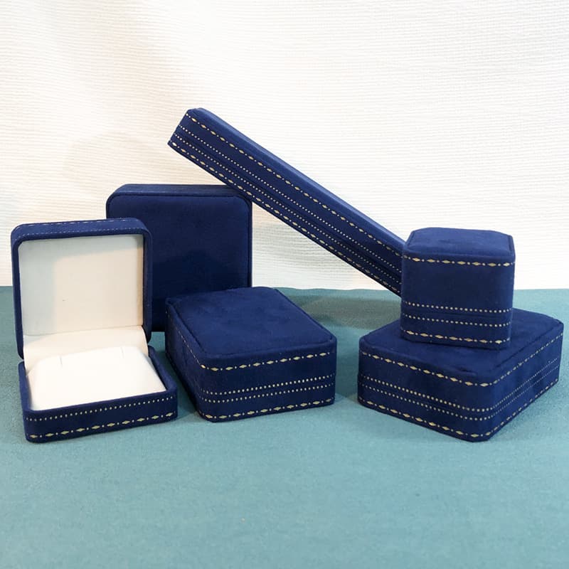 Printed rounded royal blue velvet jewelry box fashion jewelry box ring box pendant box pearl earring box wholesale