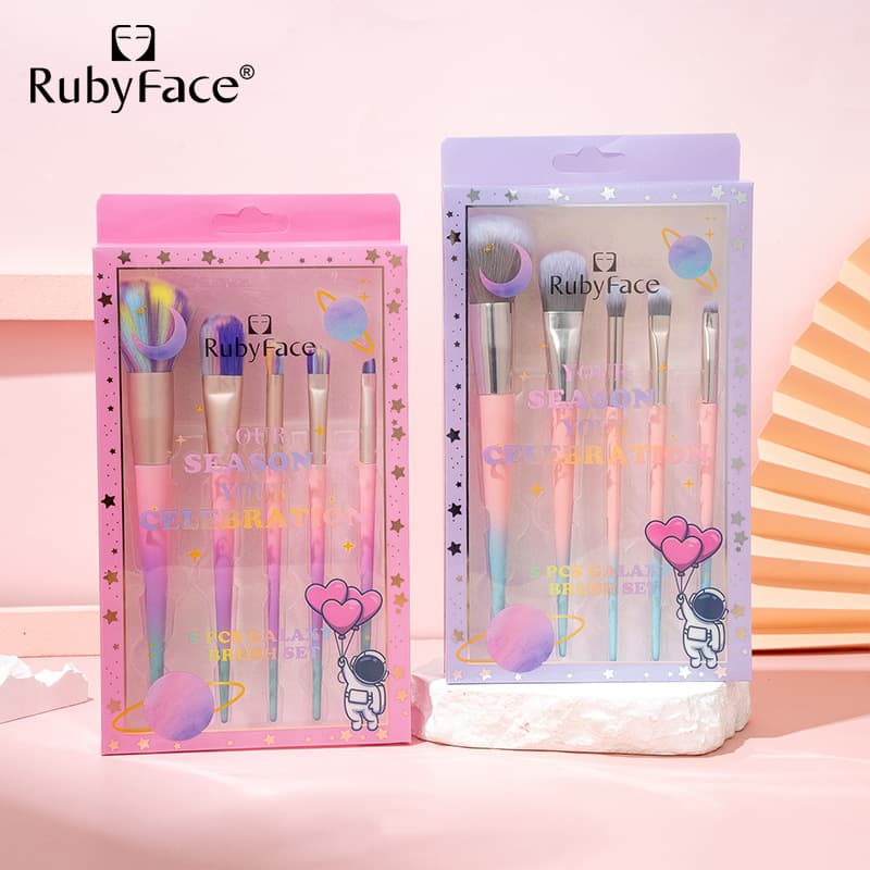 RUBYFACE Gradient 5-Piece Makeup Brush Set Powder Blush Eyeshadow Brushes Cosmetics Tools Cross-Border