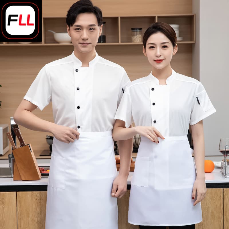 School Canteen Workwear Breathable Mesh Restaurant Bakery Kitchen Chef Short Sleeve Summer Thin Women's Uniform