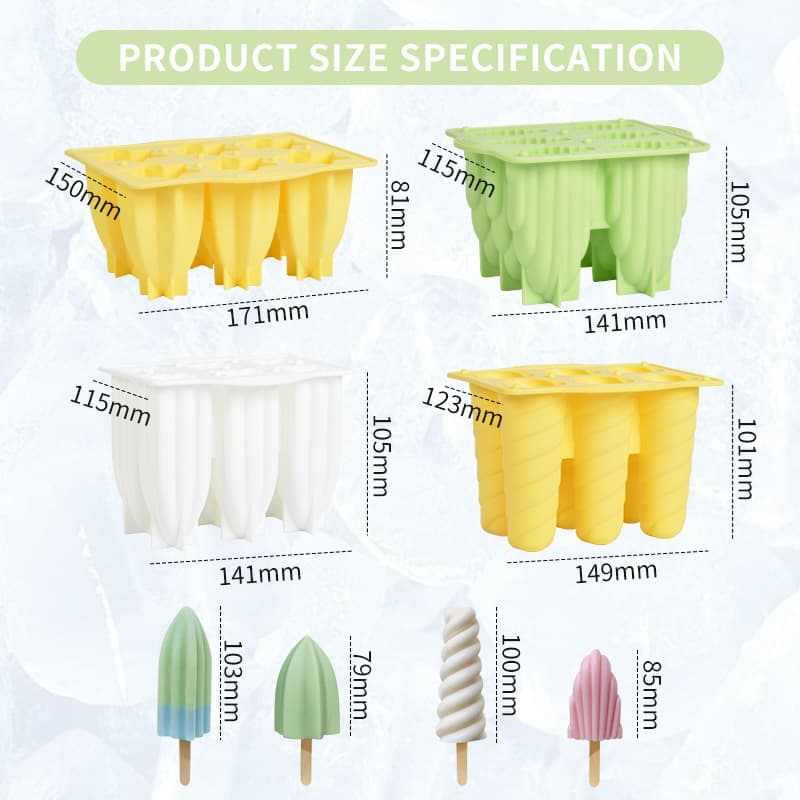 Sanxin New Spiral Ice Cream Silicone Mold Food Grade Ice Cube Tray Popsicle Cake Ice Cream with Lid Mold