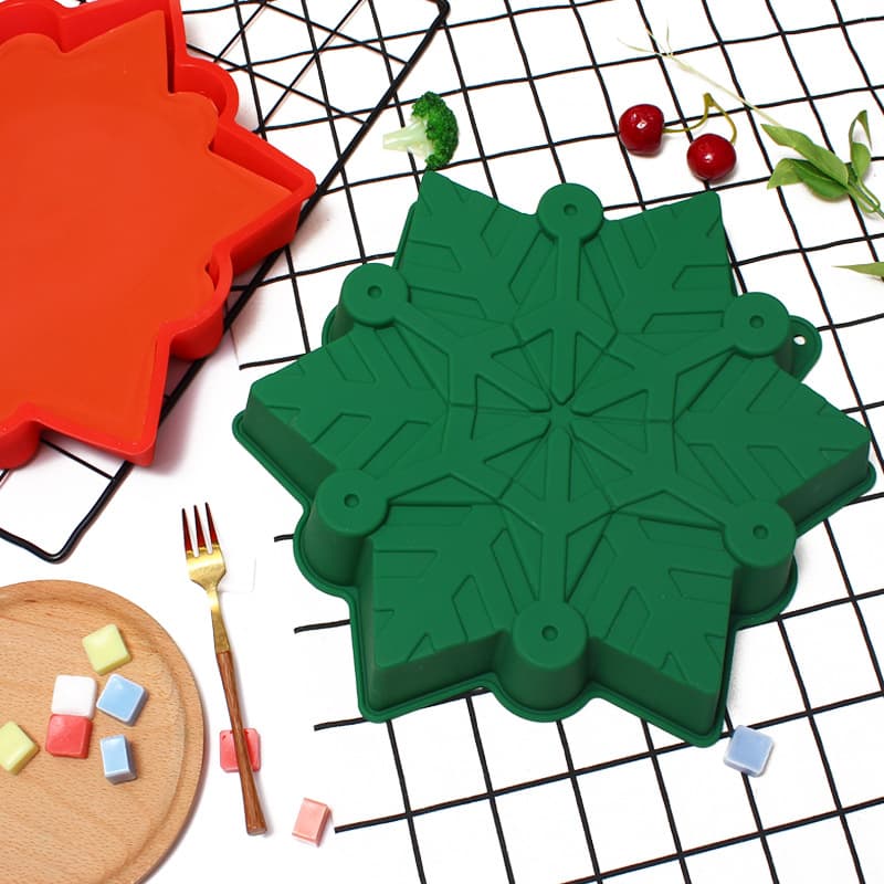 Cross-border large 28cm snowflake Christmas mold silicone cake home kitchen baking utensils Christmas dessert