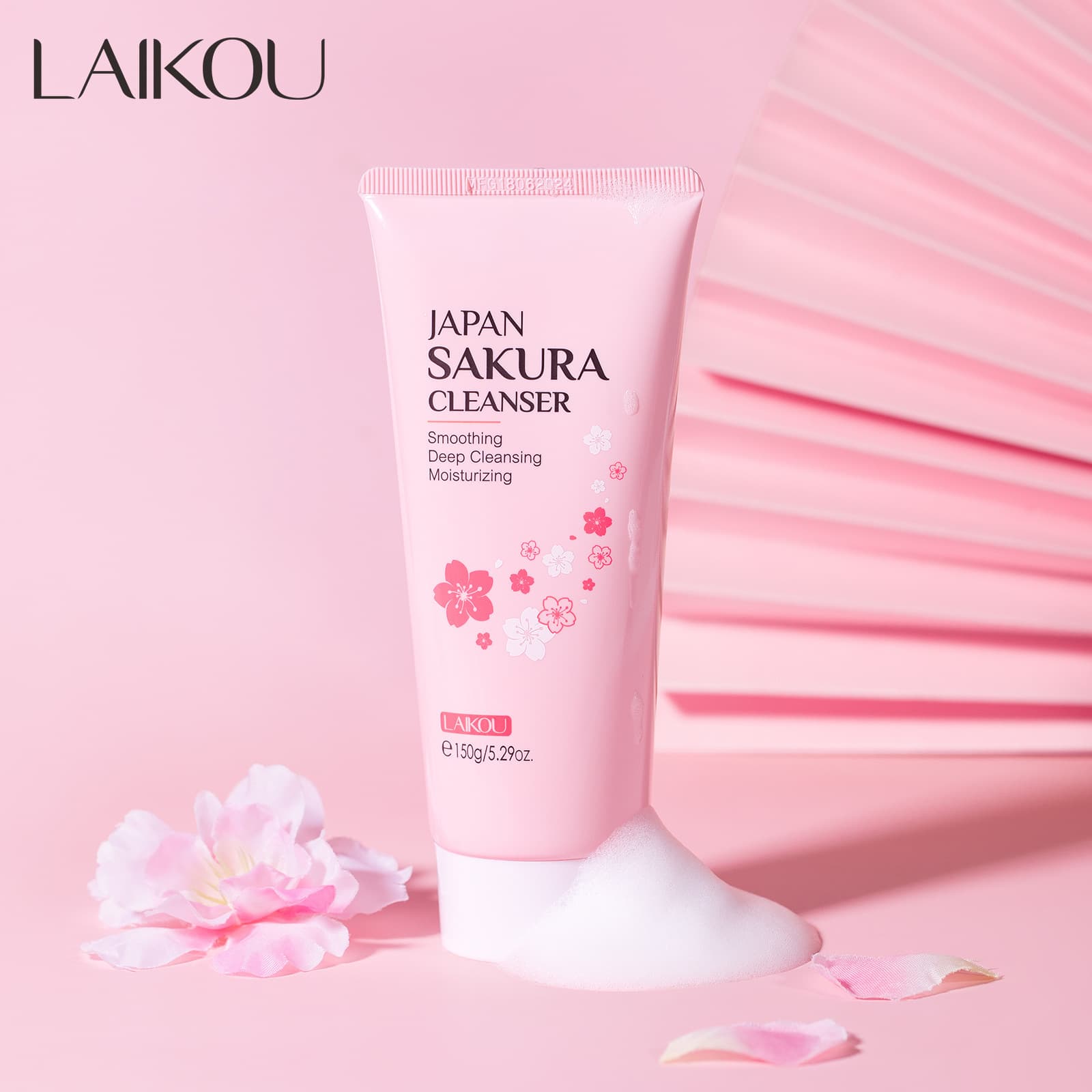 Cross-Border New Laiko Japanese Cherry Blossom Facial Cleanser 150g Hydrating and Moisturizing Skin Care Products Facial Cleansing Manufacturer Wholesale