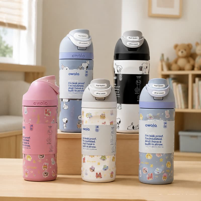 Owala stainless steel insulated cup small capacity portable cup straight drink cup straw cup outdoor accompanying sports elastic lid cup