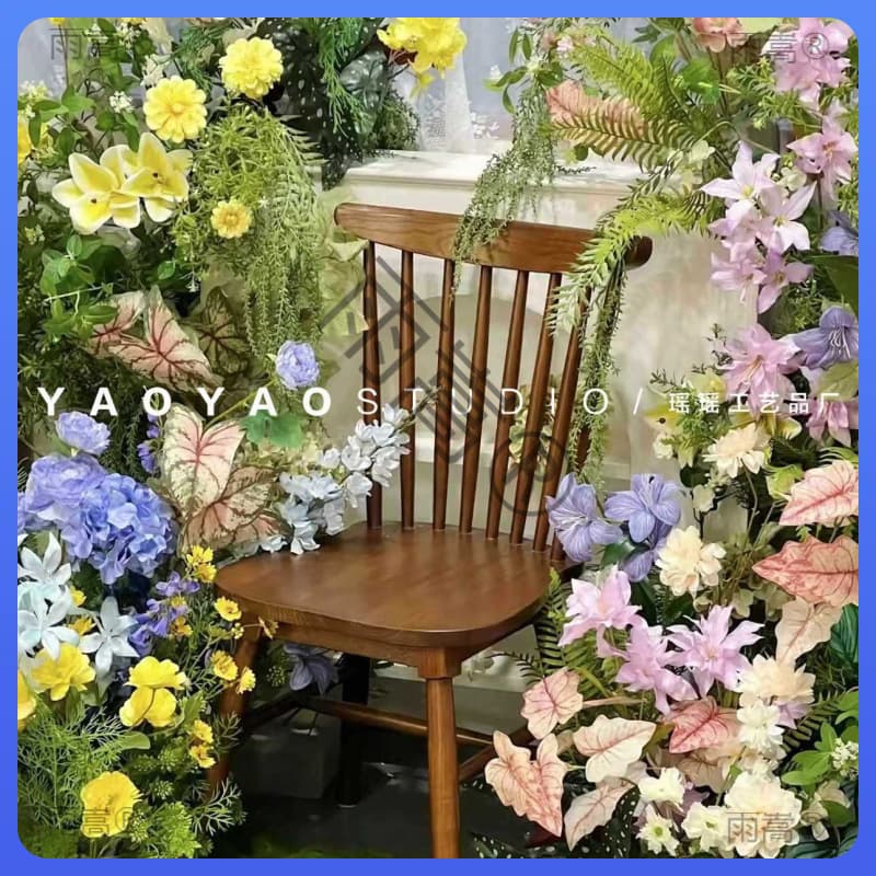 Monet Garden Style Flowers, Coffee Shop Scene Outdoor Wedding Artificial Flowers, Shop Window Landscape Greenery
