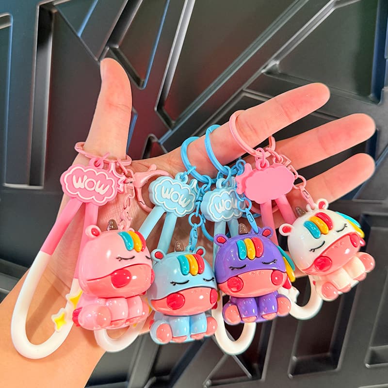 Keychain Pendant Electroplated UV Unicorn Keychain Pony Keychain Claw Machine Small Gift Car Key