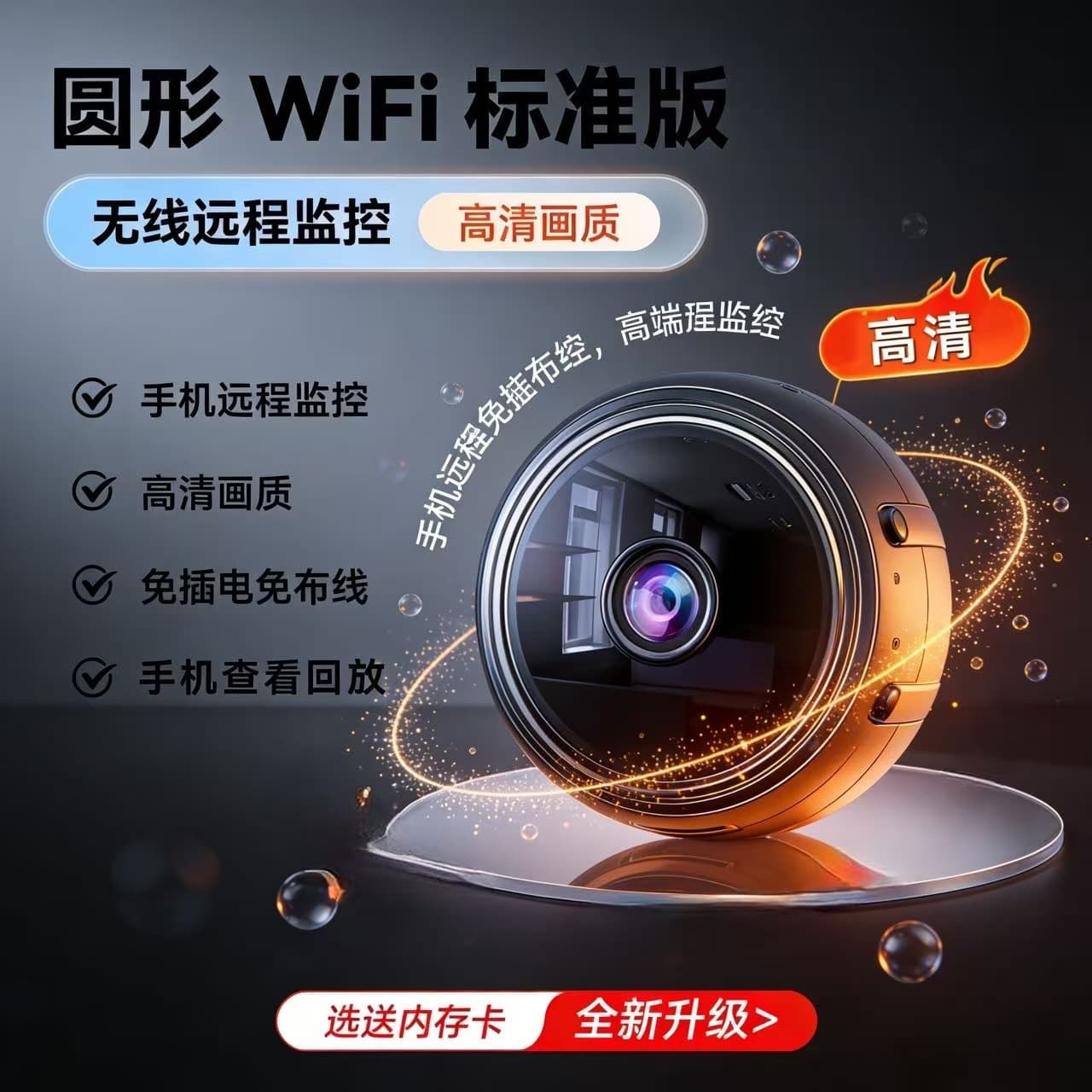 Wireless Security Camera for Home, Connect to Phone, Remote Viewing, No Blind Spots, Indoor Peephole, Visual Peephole, Cross-Border