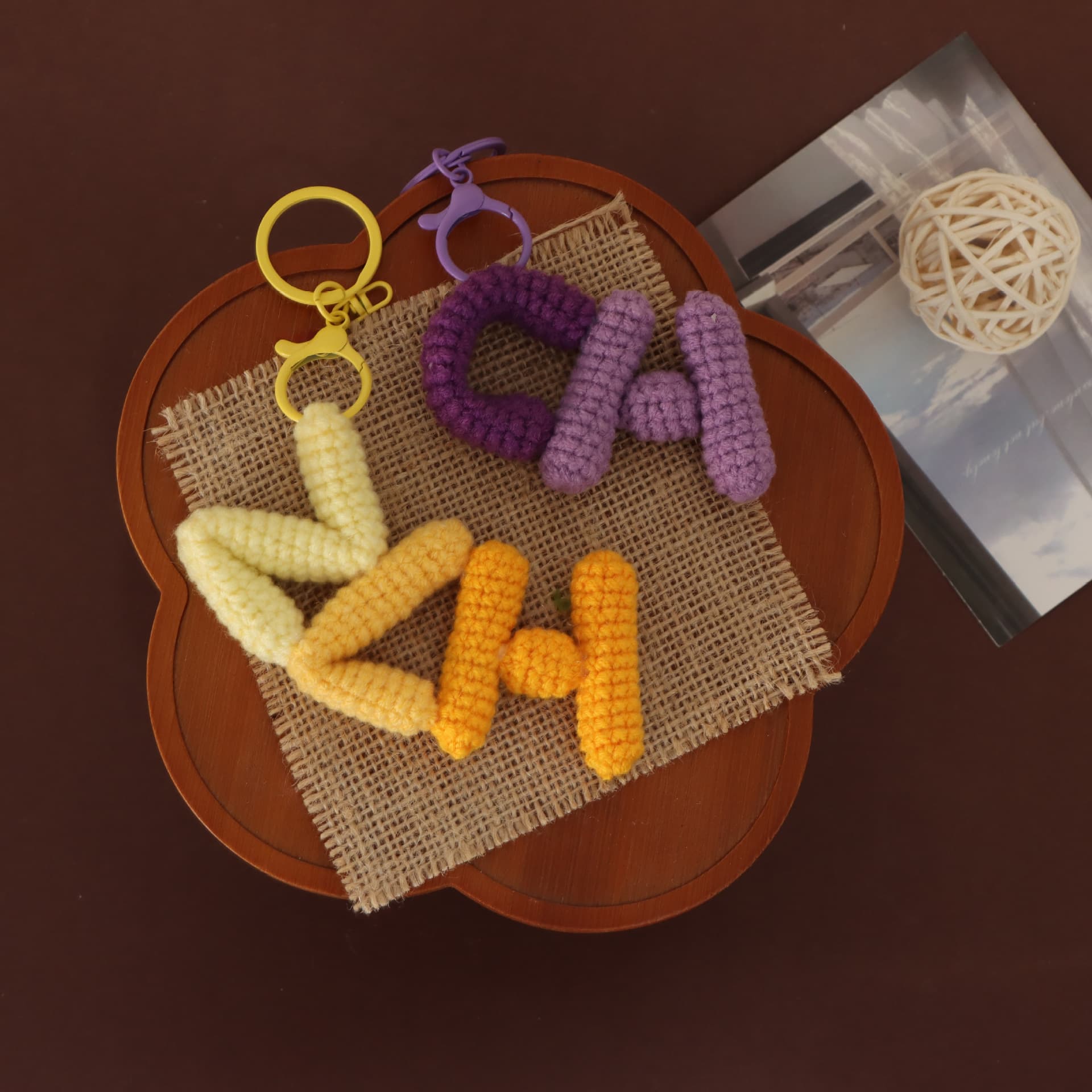 New Hand Crocheted Letter Keychain Wool Knitted Creative Pendant Cute English Bag Pendant Finished Product