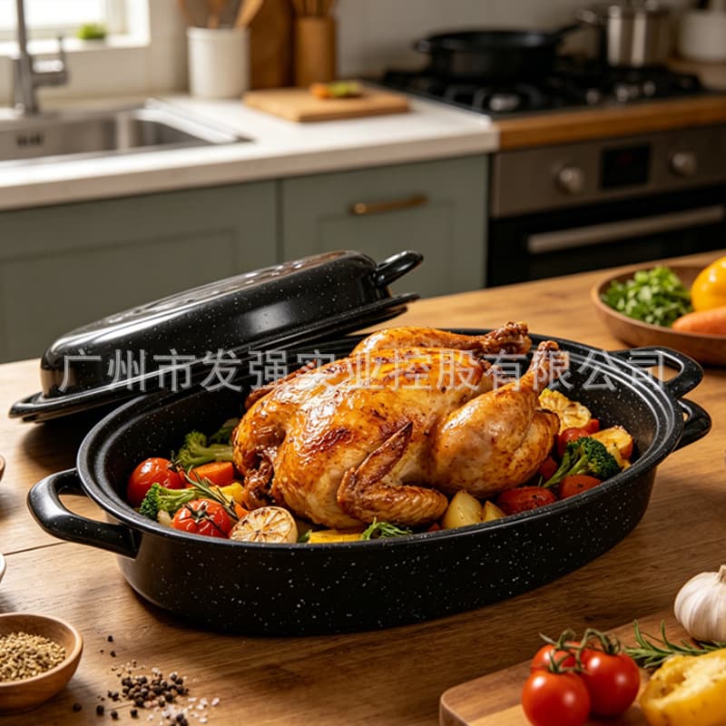 3 3.8 4.7 7.3L Enamel Roasting Turkey Pan Black Amazon Hot Selling Enamel Plate Enamel Pot Enamel Oval