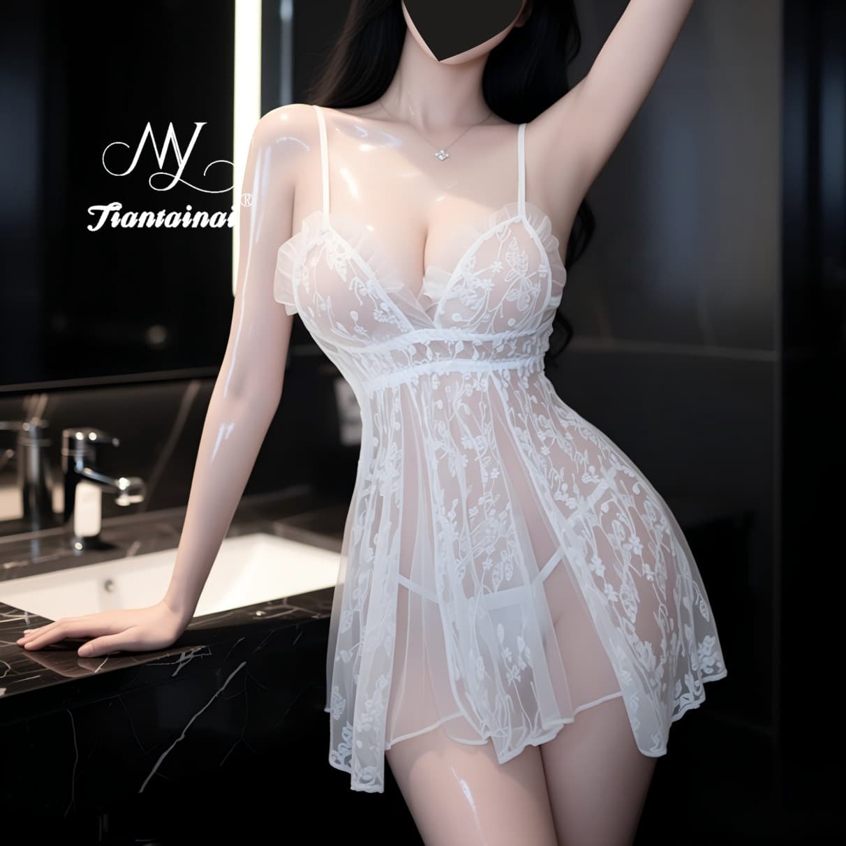 Sexy Lace Lingerie Sleep Dress Pure Desire Set Transparent Open Crotch Pajamas Passionate Flirting Sexy Underwear