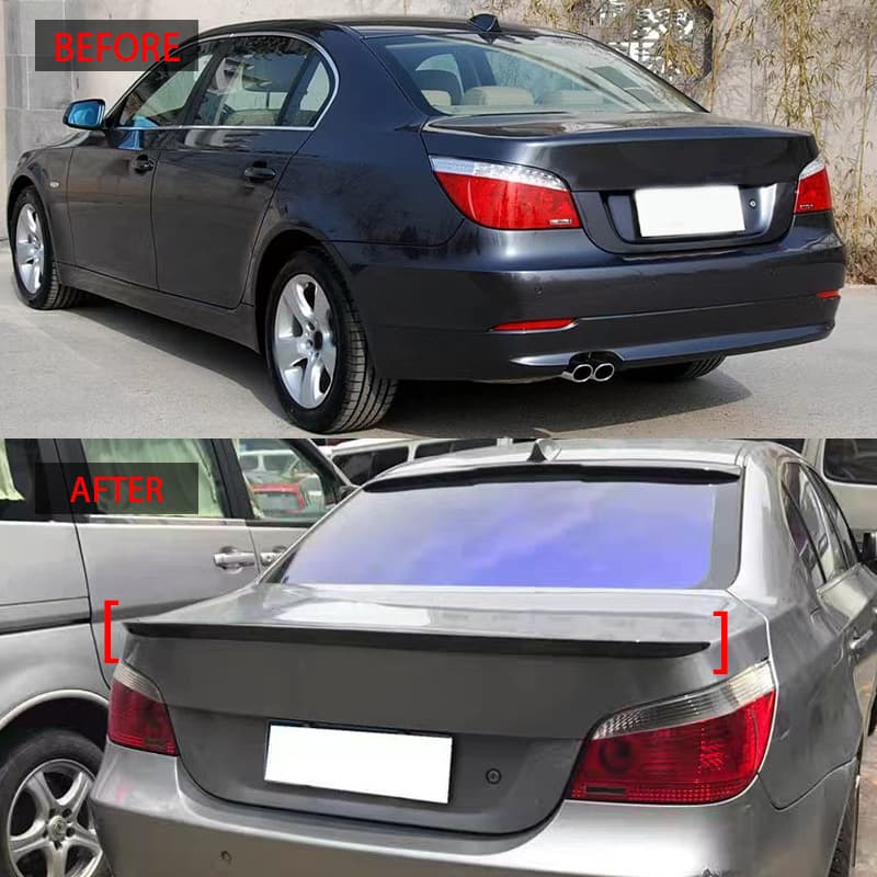 Compatible with 2005-2011 BMW 5 Series E60 Rear Spoiler M5 Style ABS Blow-Molded Material Gloss Black
