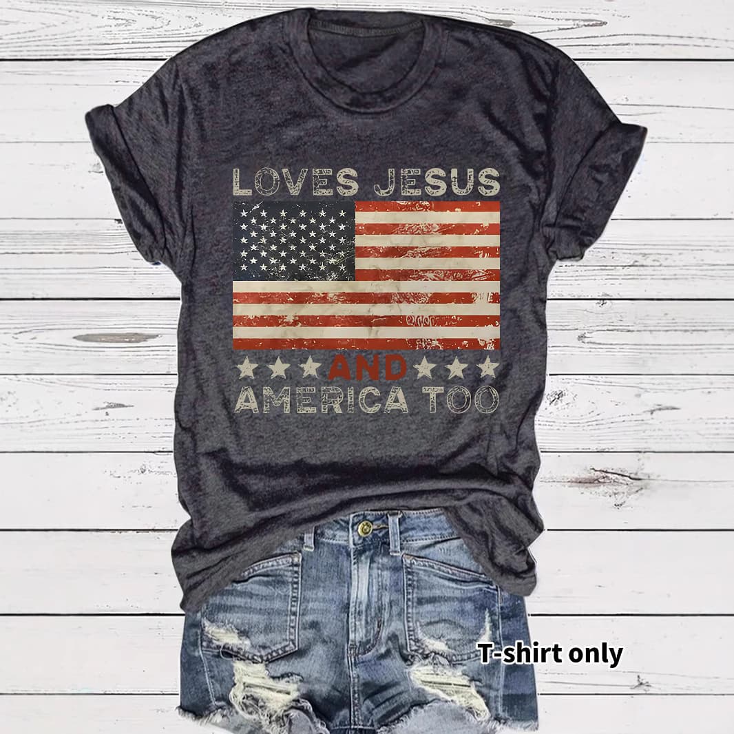 Cross-border T-shirt for Women Short Sleeve Patriotic Print Loose Fashion Women's Summer High-End Sense T-Shirt