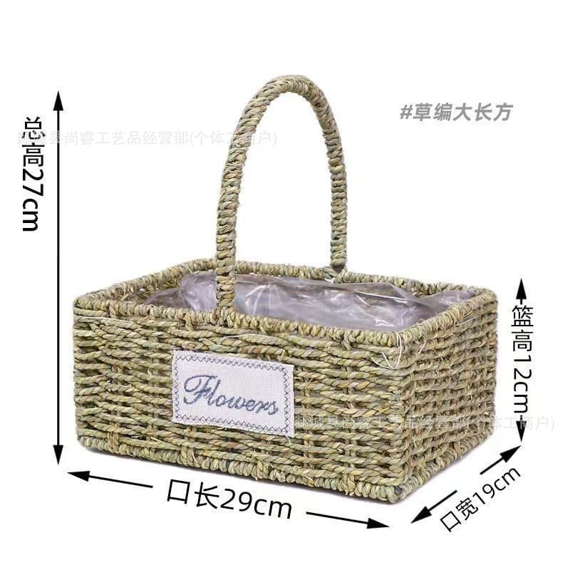 Straw hand-made flower basket, flower arrangement basket, confinement egg, fruit basket, woven opening flower basket, handmade