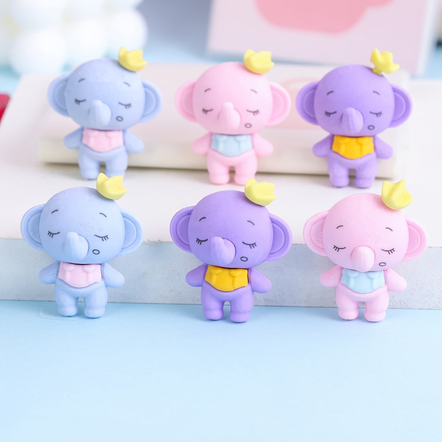 S Cute Candy-colored Elephant Shaped Eraser Student Stationery Wholesale Children's Day Christmas End of Term Prize