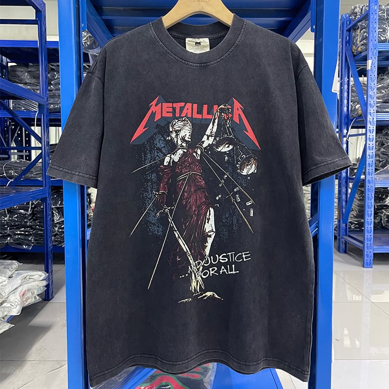 Metallica Rock Band American Retro Pure Cotton Printed Crew Neck Short Sleeve T-Shirt for Men and Women Trendy Brand