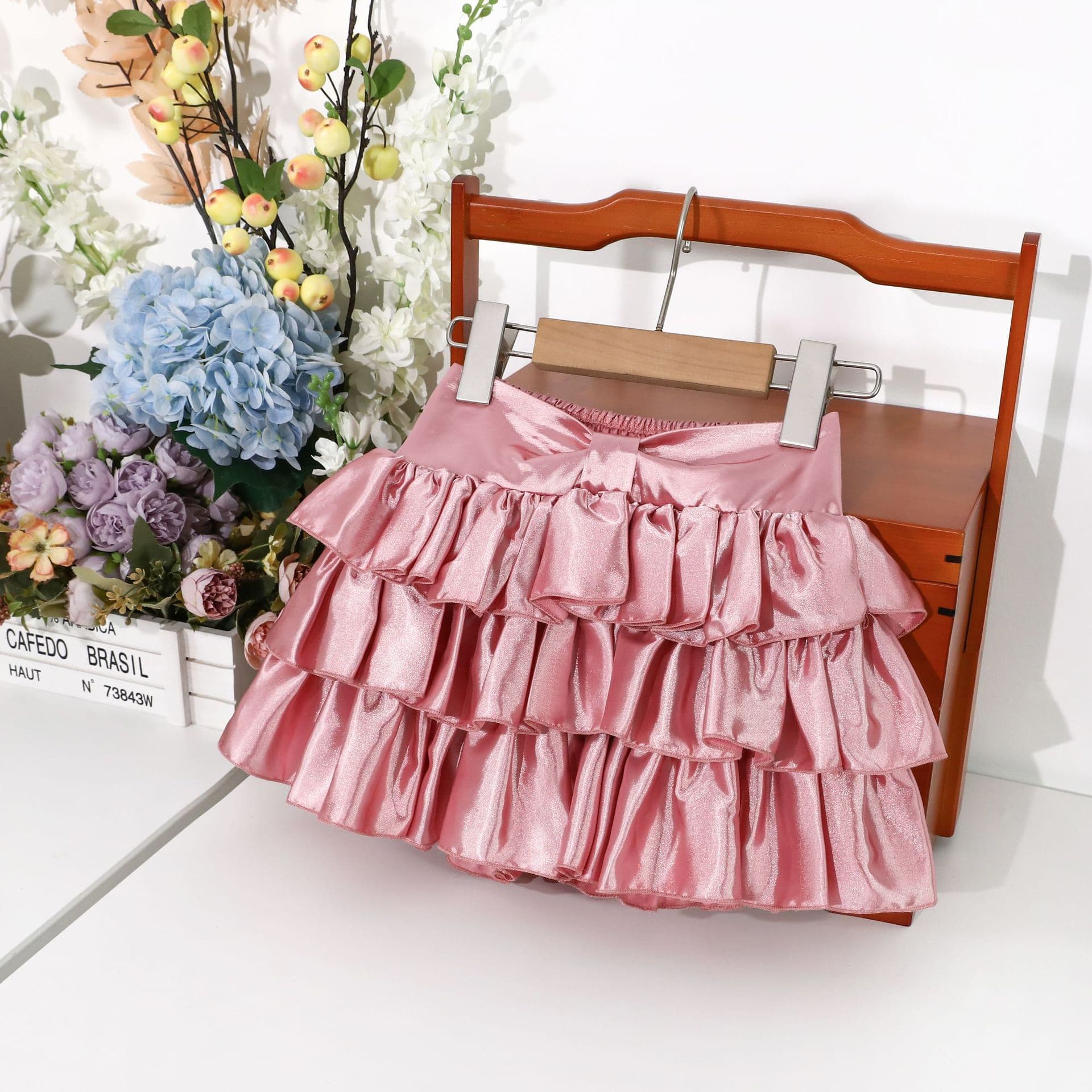 Pink skirt, girl's cake skirt, summer style bud skirt, children's skirt, anti-exposure safety skirt, versatile