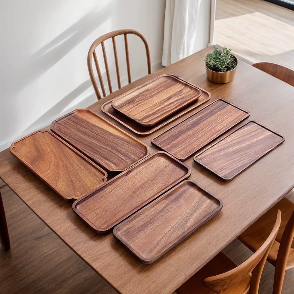 Walnut Solid Wood Irregular Tea Tray, Wooden Snack Plate, Coffee Cup Saucer, Breakfast Tray