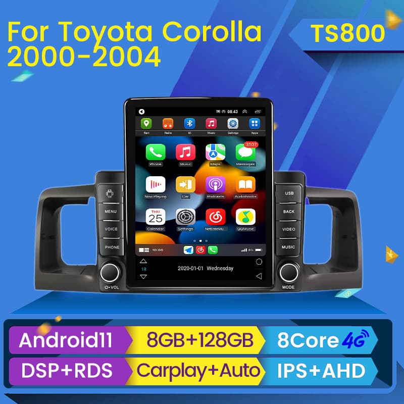 Vertical Screen Android Navigation Player for 2004 Toyota Corolla