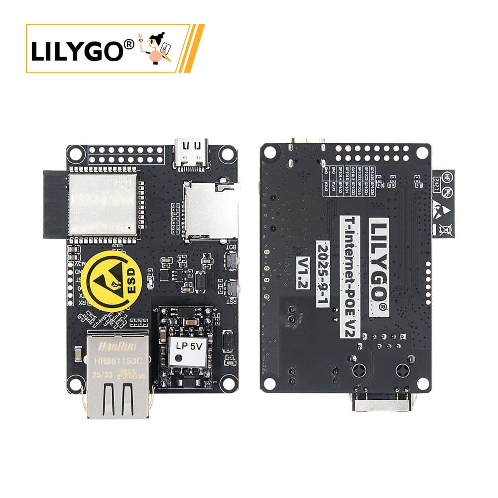 LILYGO® T-Internet-POE ESP32 LAN8720 Ethernet Adapter with TF Card