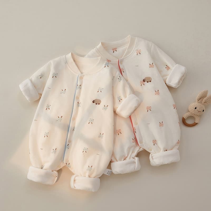 Baby Onesie Cotton Padded Autumn Winter Long Sleeve Romper Thin Cotton Baby Clothes Fall Newborn Wear
