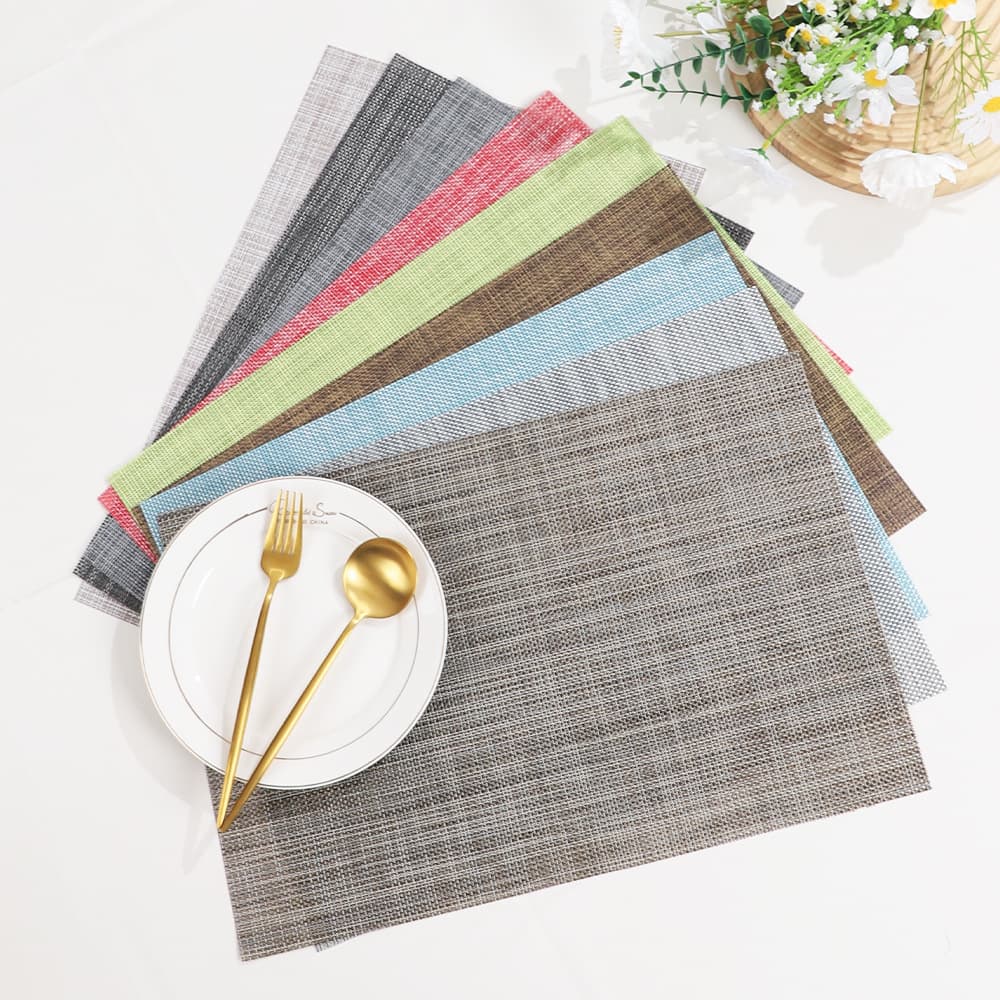 Foreign trade hot-selling classic woven series Teslin PVC material placemats ins style high-end coaster table mat can be cut