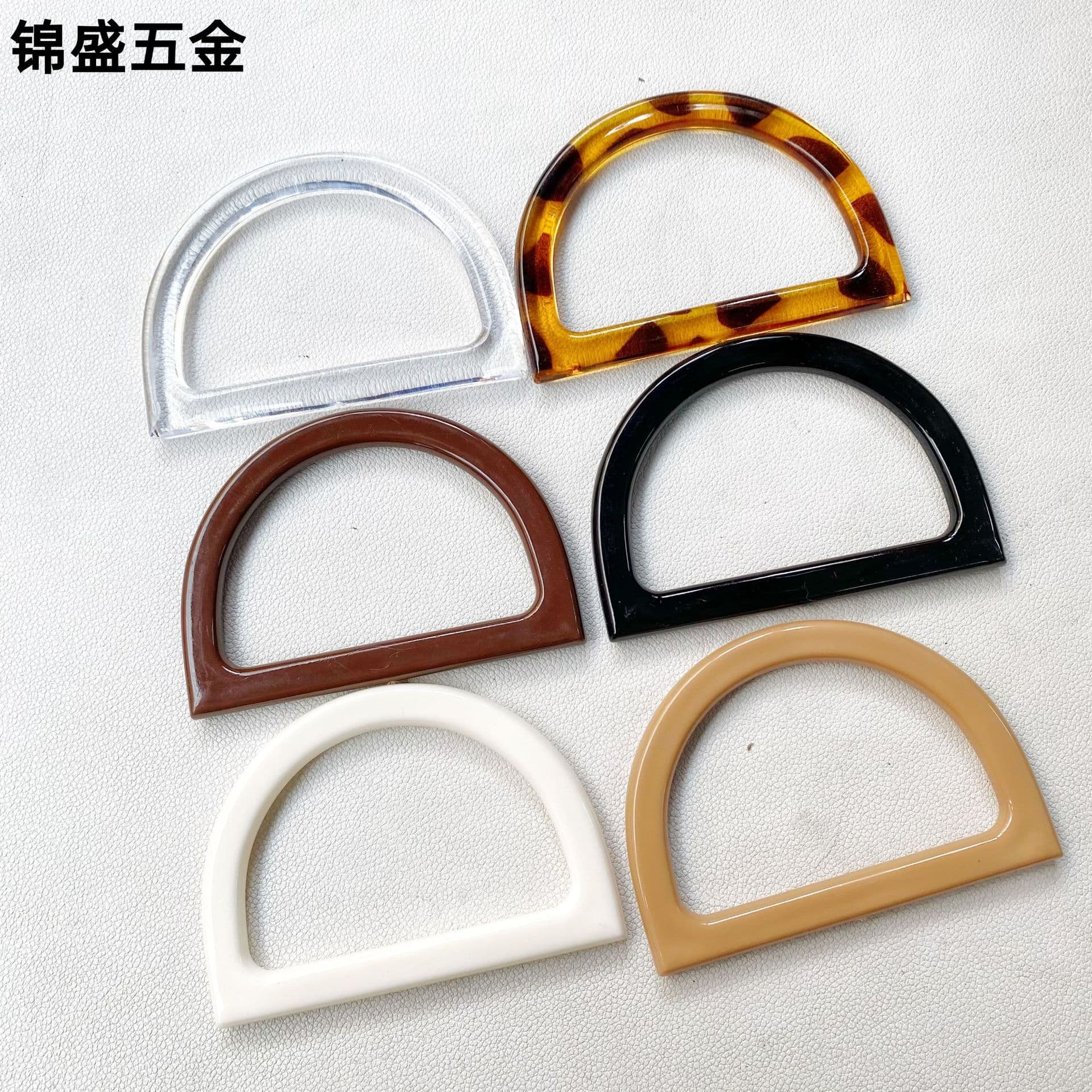 Factory Supply Eco-Friendly Transparent Resin D-Shaped Handle, Lightweight Flat D Handle for Handmade Canvas Bags