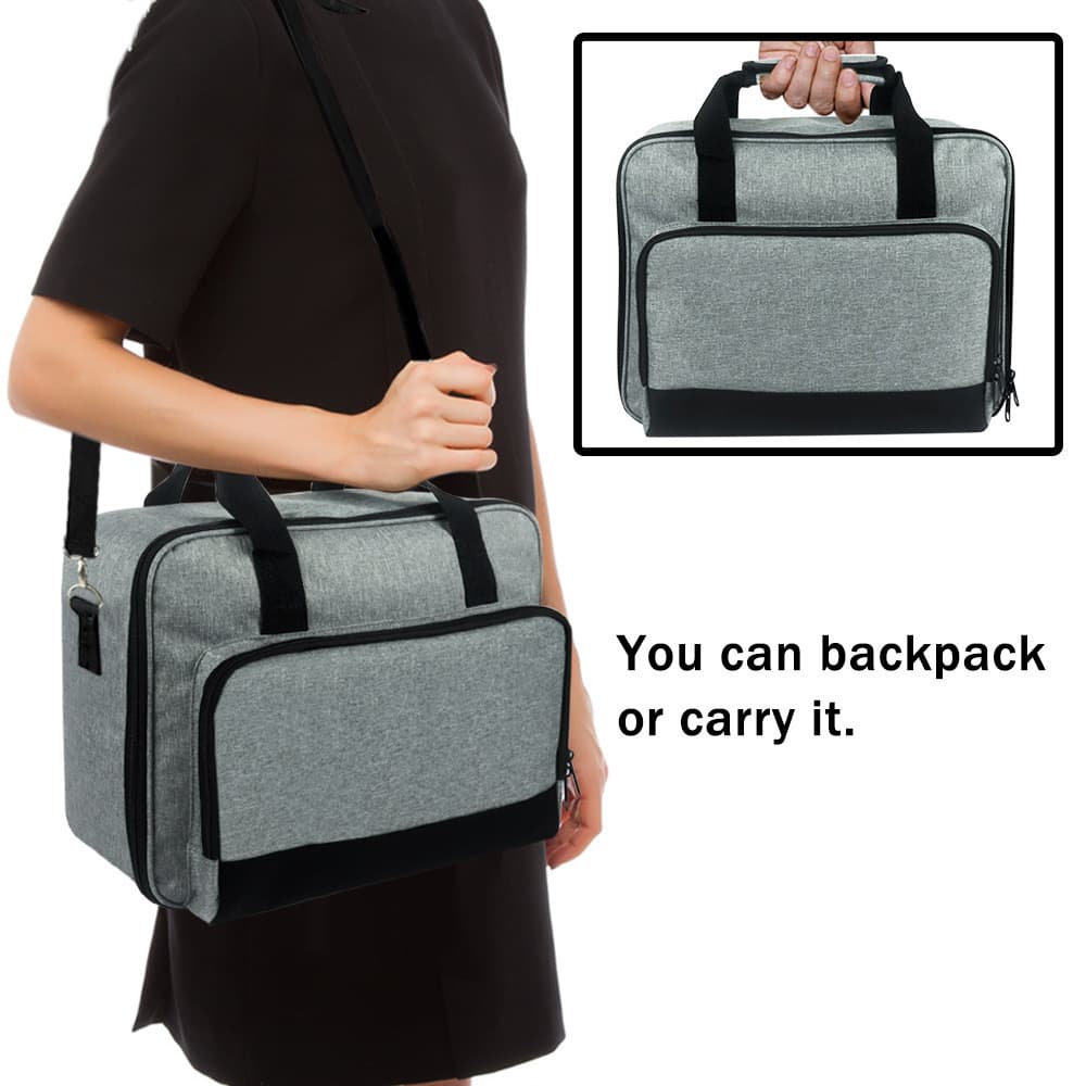 Amazon crossbody/handheld multi-functional projector dustproof storage bag for home use, AV cable, remote control, and accessories.