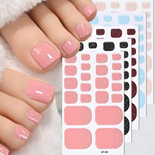 European and American 22-piece Toenail Stickers Solid Color Glitter Square Short Toenail Stickers Waterproof Toenail Polish Stickers Nail Art Stickers