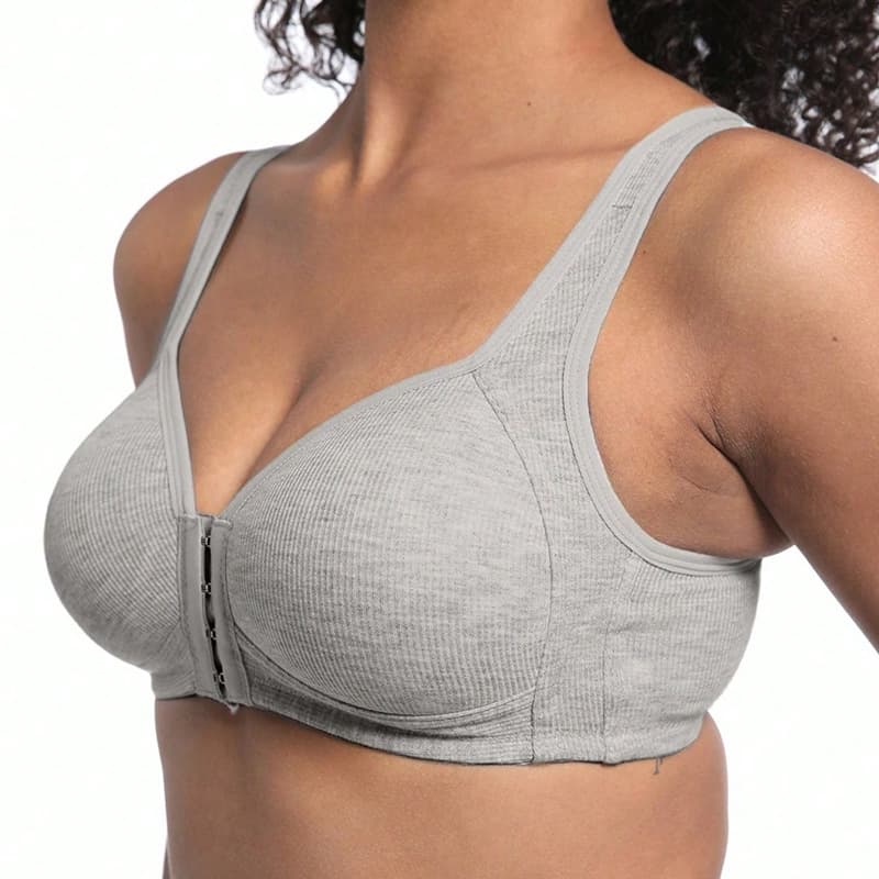 Cross-Border Popular Front-Button Bra for the Elderly, Wide-Shoulder Vest, Front-Button Bra, Full-Cup Bra Without Rims