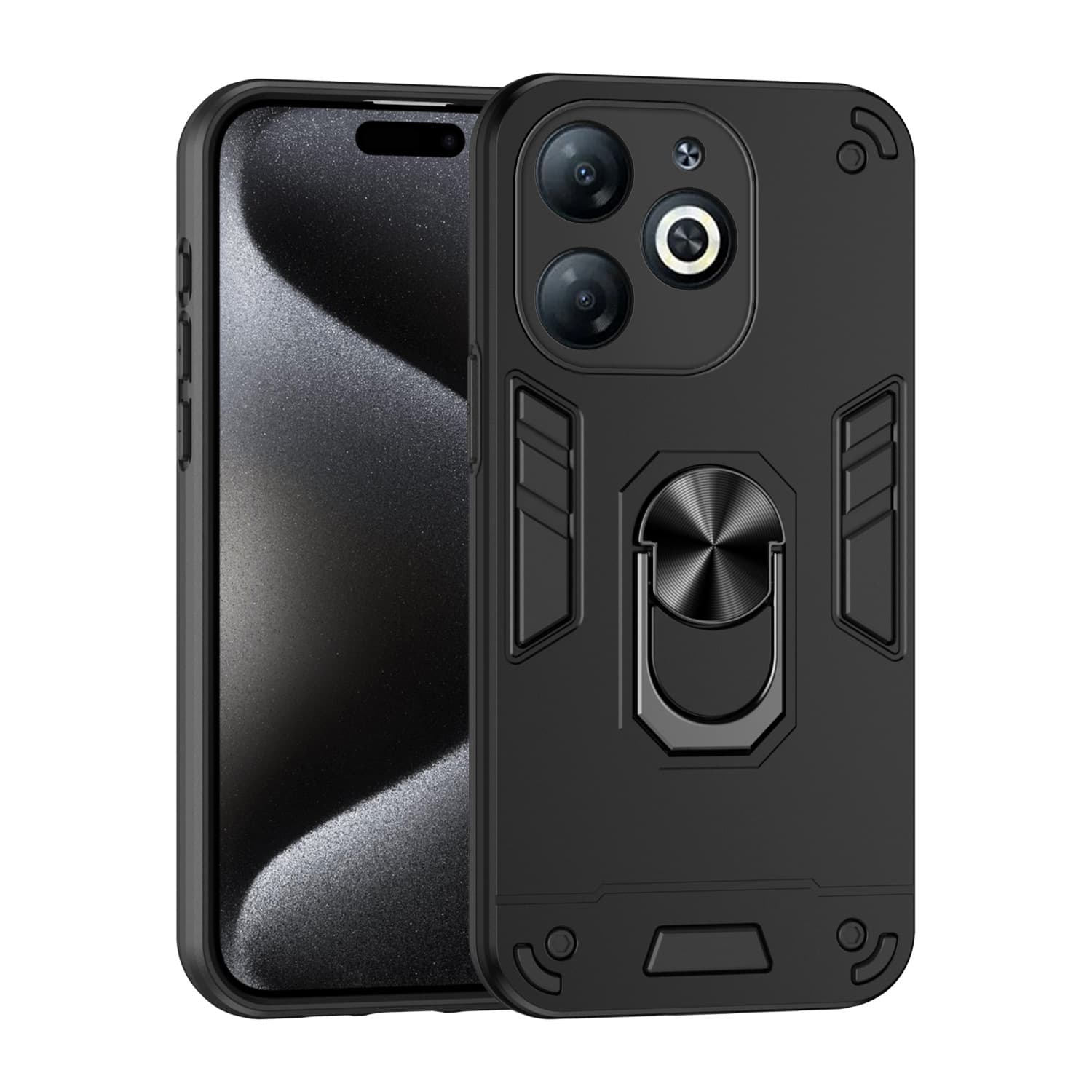 Compatible with Infinix Smart 8 Phone Case, Car Magnetic with Stand, Shockproof, Minimalist, Full Coverage Protection