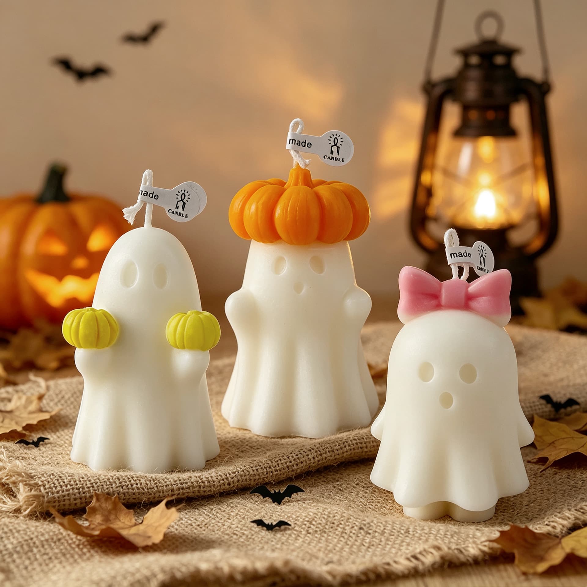 Halloween Cute Ghost Scented Candle Bow Pumpkin Imp Shape Atmosphere Ornament Souvenir Candle