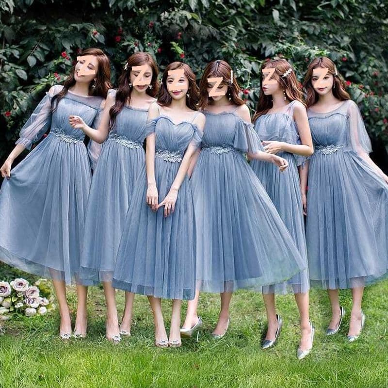 Bridesmaid dress mid-length 2026 new style fairy temperament sister group banquet host graduation performance chorus dress for new women