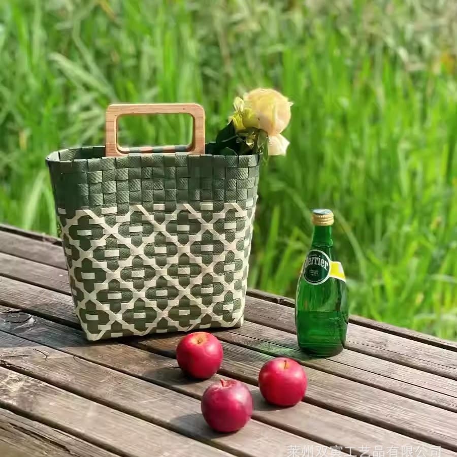 Hand-Woven Tote Bag, Ins-Style Basket, Beach Picnic Outdoor Tote Bag, Versatile Fashion Holiday Bag