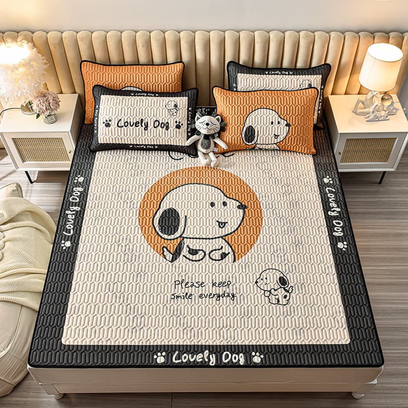 Summer New Cartoon Latex Mat with Ice Silk, Large Size Thickened Air-Conditioning Mat Three-Piece Set, Washable and Foldable Mat