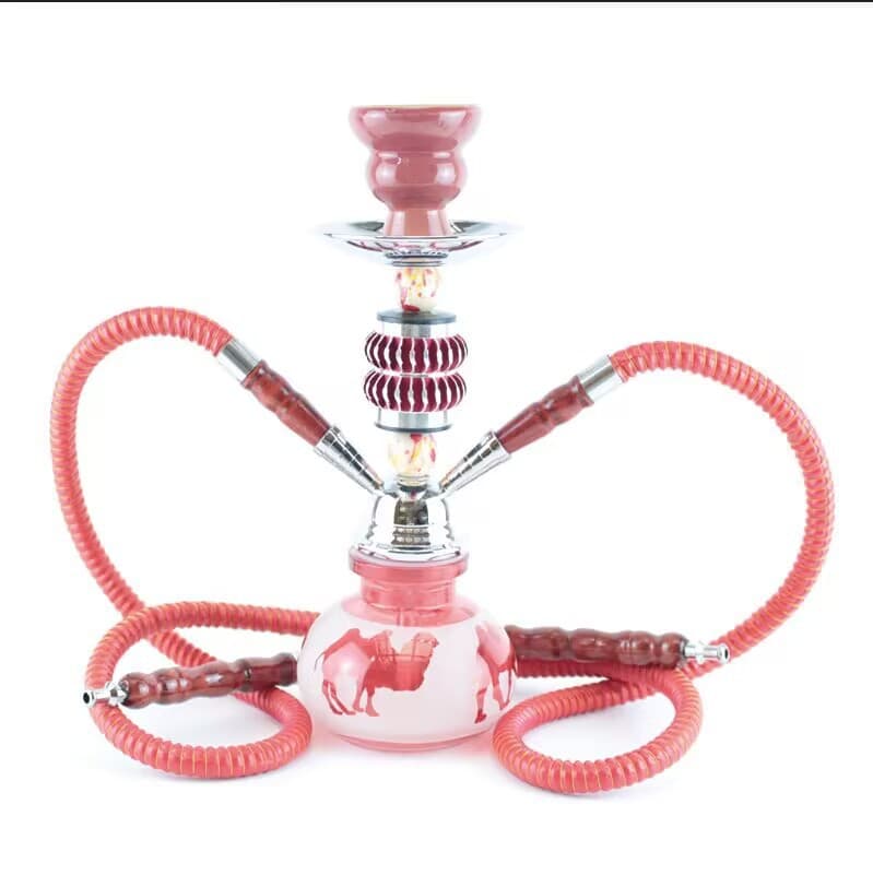 Cross-border Arabic Hookah Full Set Double Hose Aluminum Ball Camel Glass Shisha Pipe Bar Hot Selling