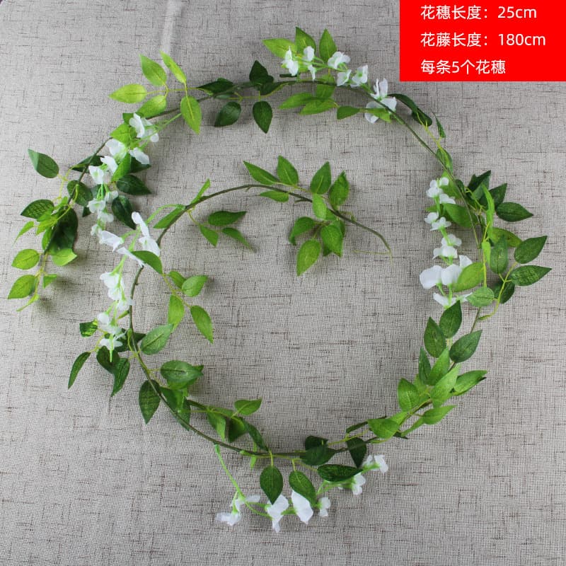 Simulated bean flower rattan Wedding decoration artificial flower landscape flower rattan Home wrapping wisteria bean flower artificial flower rattan
