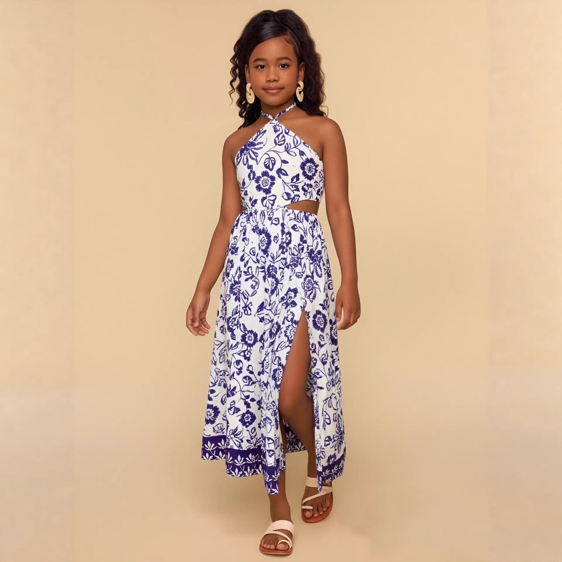 Foreign trade girls bohemian floral beach skirt casual floral party dress