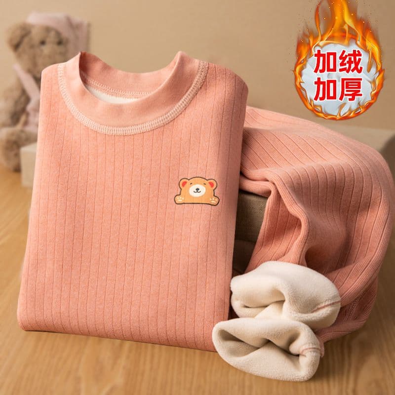 Children's thermal underwear set autumn and winter plus velvet and thickening for girls and boys, German velvet autumn clothes and long trousers children's pajamas