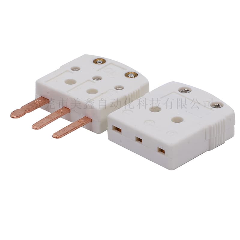 PT100 platinum resistor connector socket with flat pins, type C/U white three-pin plug MTP-U/C-MF