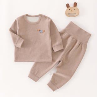 Baby Thermal Underwear Set Cotton Cashmere Silk Blend Base Layer Pajamas for Autumn Winter