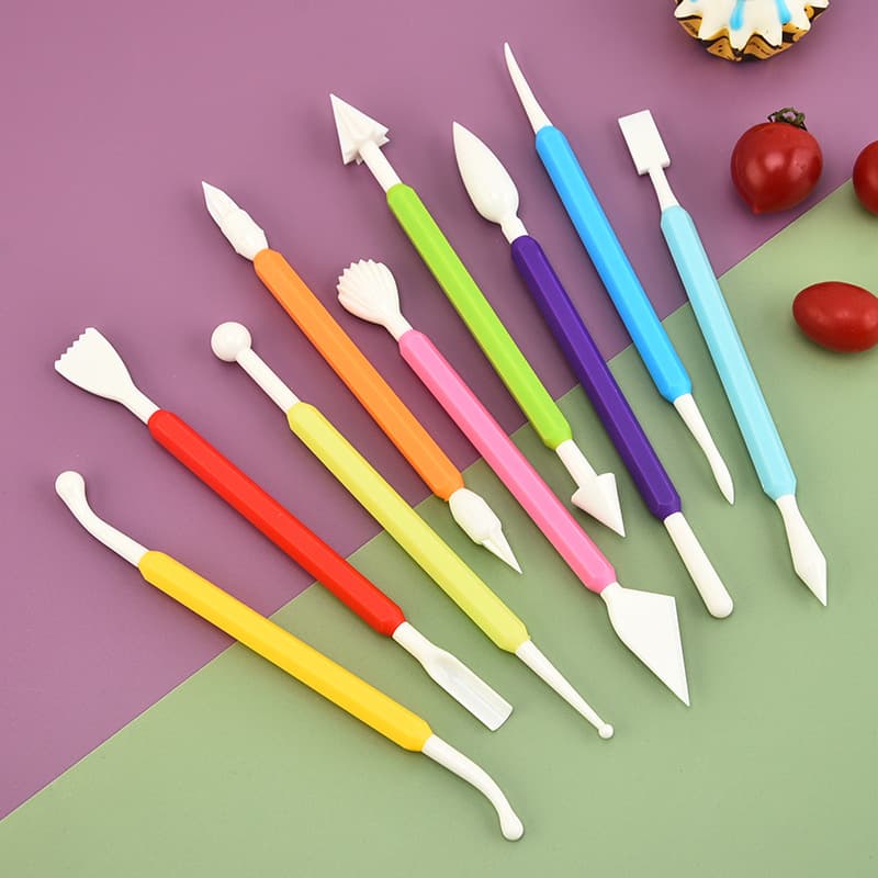 Cake Fondant Tool 9-Piece Set Cream Baking Piping Bag Spatula Piping Pen Carving Pen Fondant Sculpting Modeling Pen