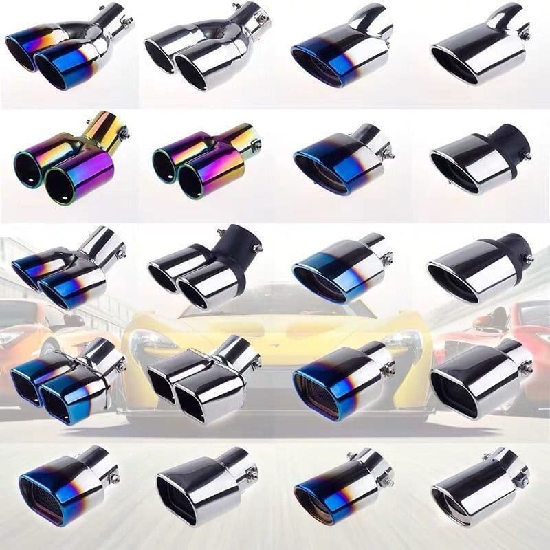 Universal Car Exhaust Tailpipe Muffler Tip Stainless Steel Exhaust Pipe Cover Sound Booster Silencer Modification
